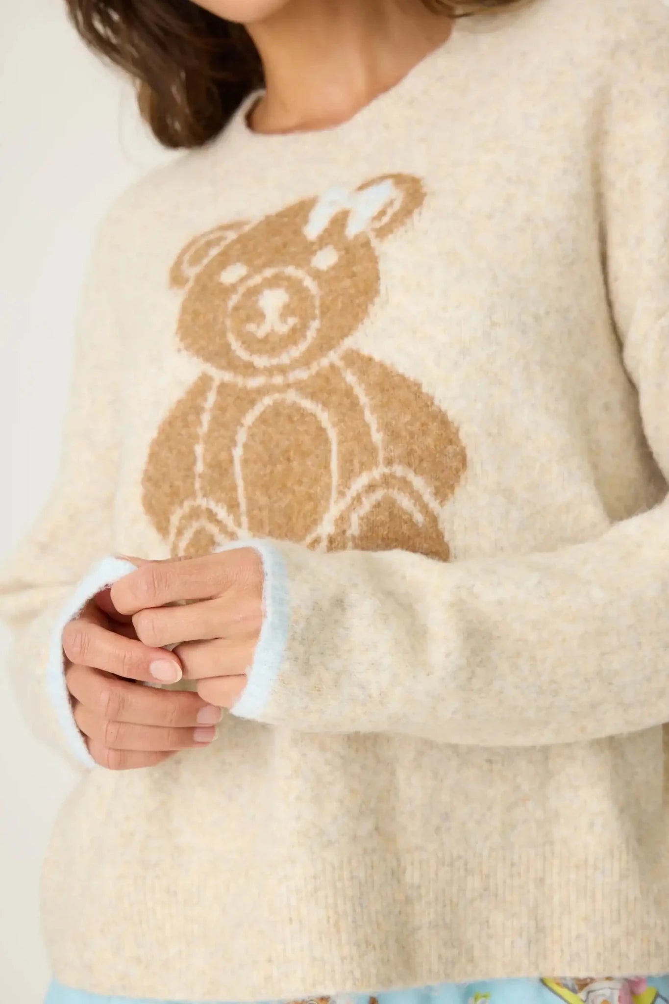 PJ Salvage Teddy Bear Graphic Snuggle Sweater by PJ Salvage – Sweater – Cream | Spoiled Brat UK