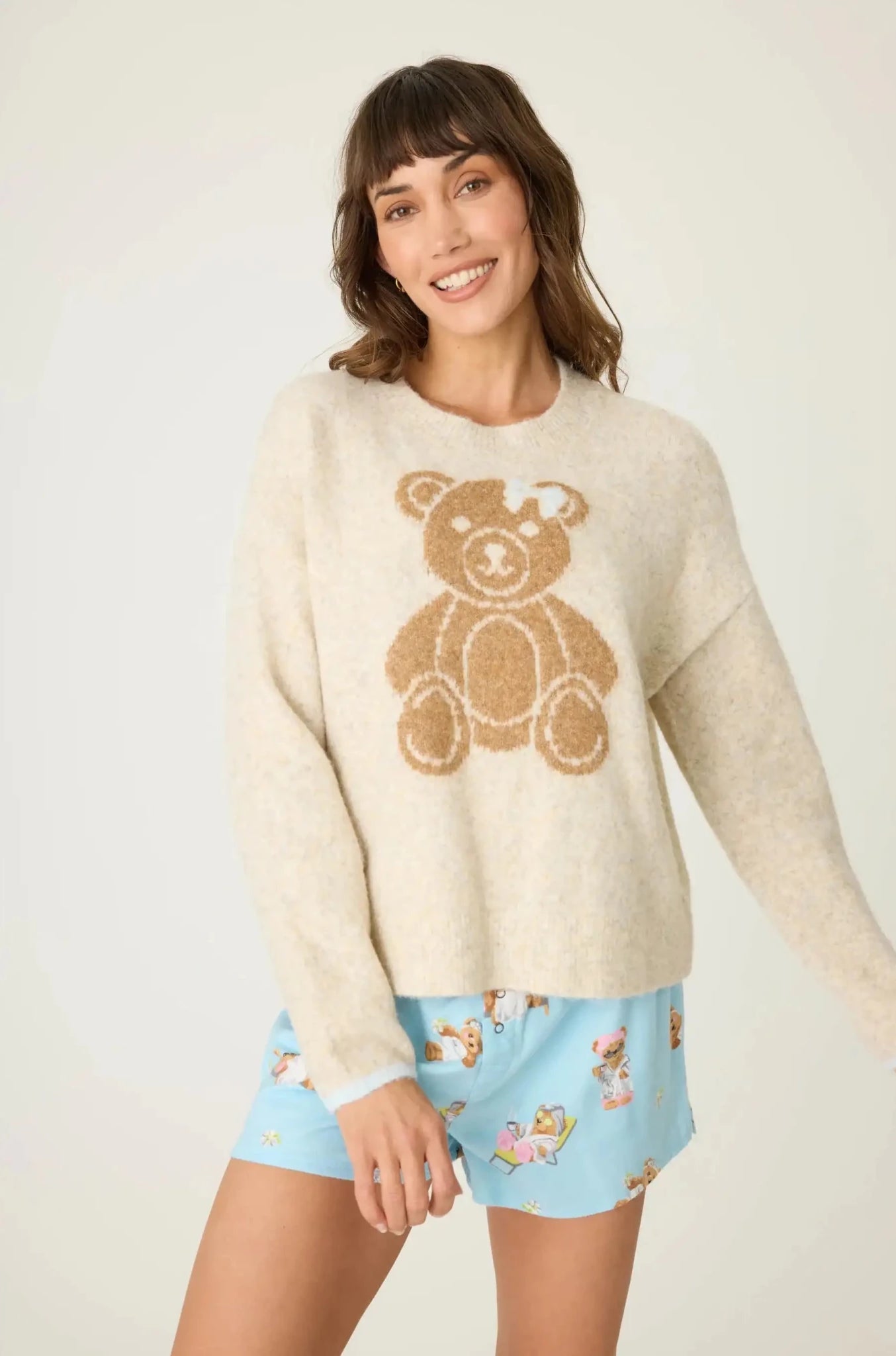Shop PJ Salvage PJ Salvage Teddy Bear Graphic Snuggle Sweater Sweater for women – premium loungewear and festival fashion at Spoiled Brat