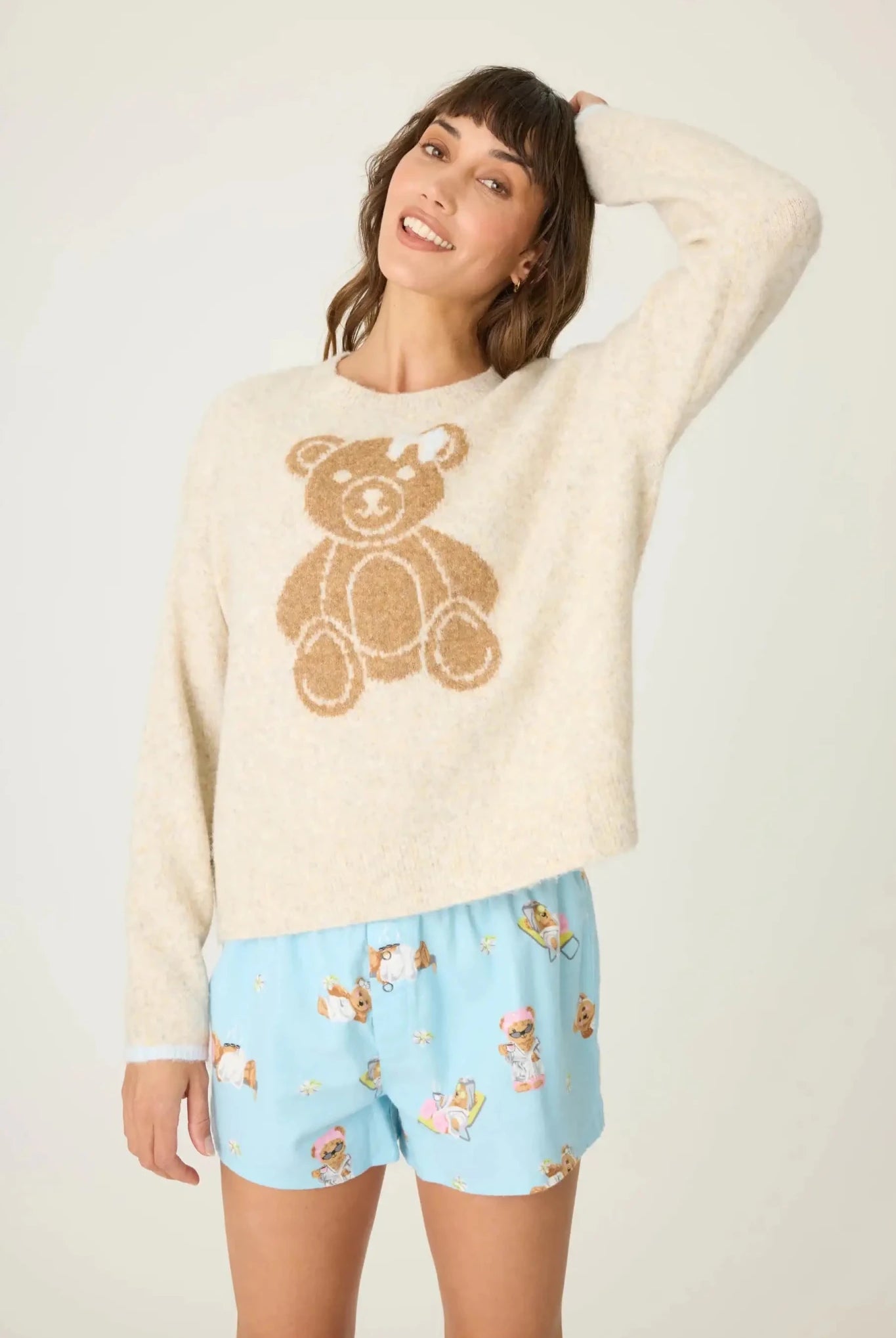 Shop PJ Salvage PJ Salvage Teddy Bear Graphic Snuggle Sweater Sweater for women – premium loungewear and festival fashion at Spoiled Brat