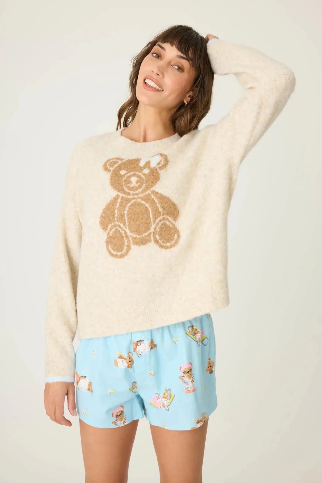 Shop PJ Salvage PJ Salvage Teddy Bear Graphic Snuggle Sweater Sweater for women – premium loungewear and festival fashion at Spoiled Brat