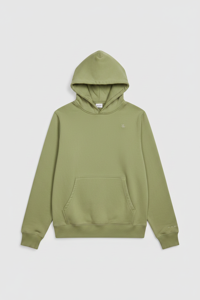 Green hoodie on a light gray background