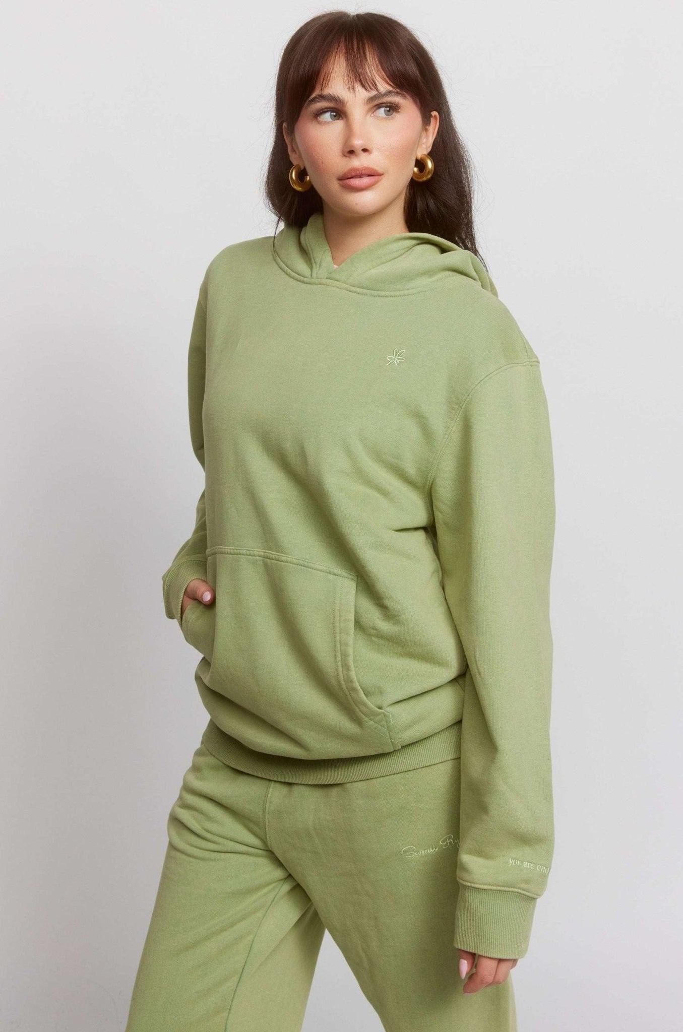 Shop Samii Ryan Samii Ryan Olive Hoodie Hooded Sweatshirt for women – premium loungewear and festival fashion at Spoiled Brat