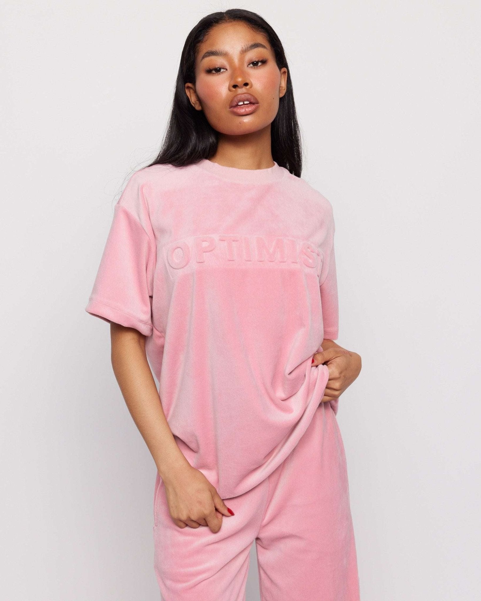 Samii Ryan Optimist Velour T-Shirt by Samii Ryan – T-Shirts – S | Spoiled Brat UK