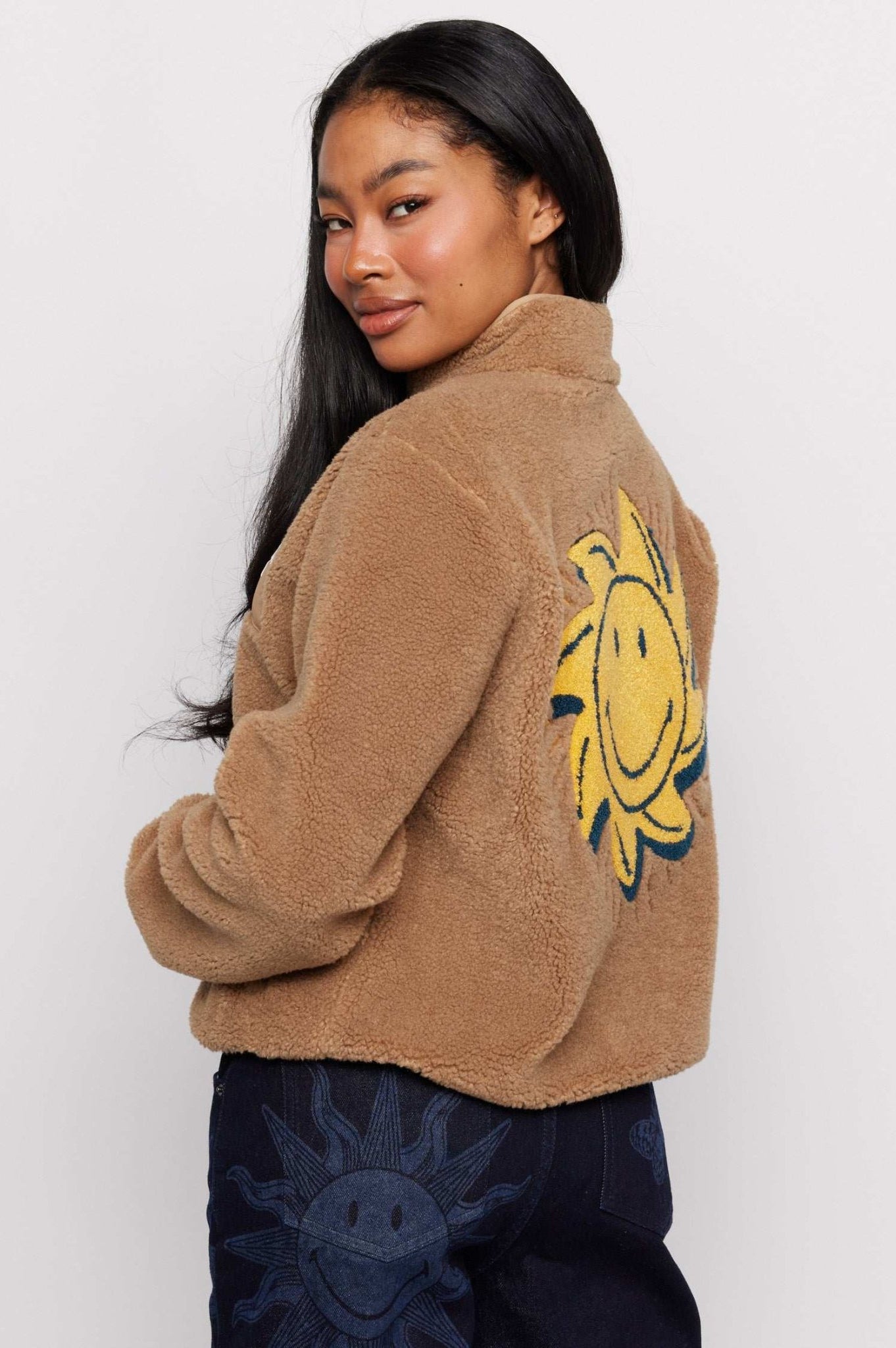 Samii Ryan Smiley® Sunshine Sherpa Jacket as seen on Sarah Jayne Dunn - Spoiled Brat