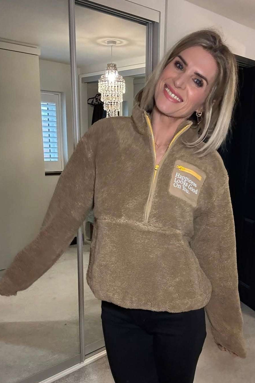 Samii Ryan Smiley® Sunshine Sherpa Jacket as seen on Sarah Jayne Dunn by Samii Ryan – Jacket – S | Spoiled Brat UK