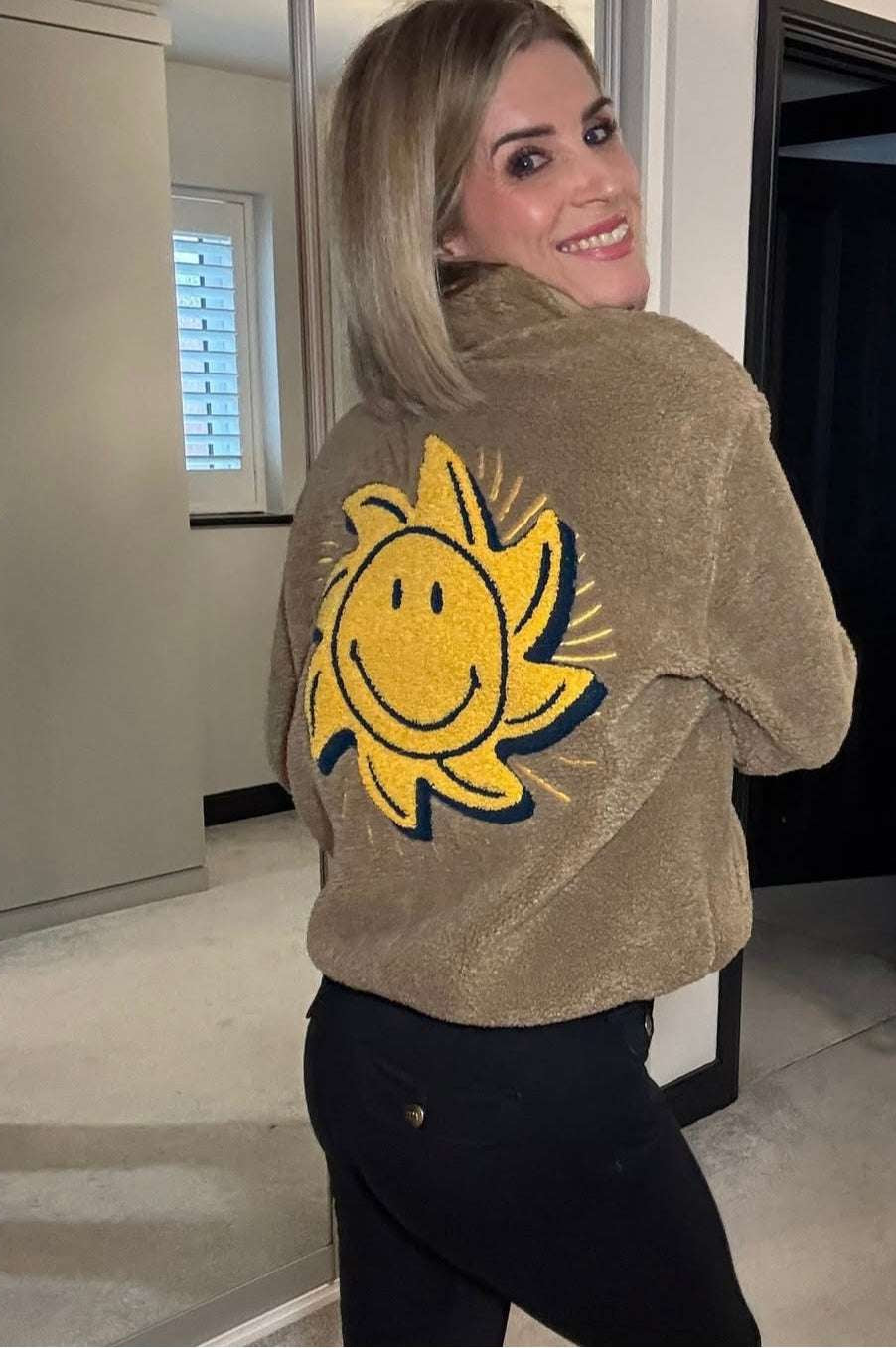 Samii Ryan Smiley® Sunshine Sherpa Jacket as seen on Sarah Jayne Dunn - Spoiled Brat