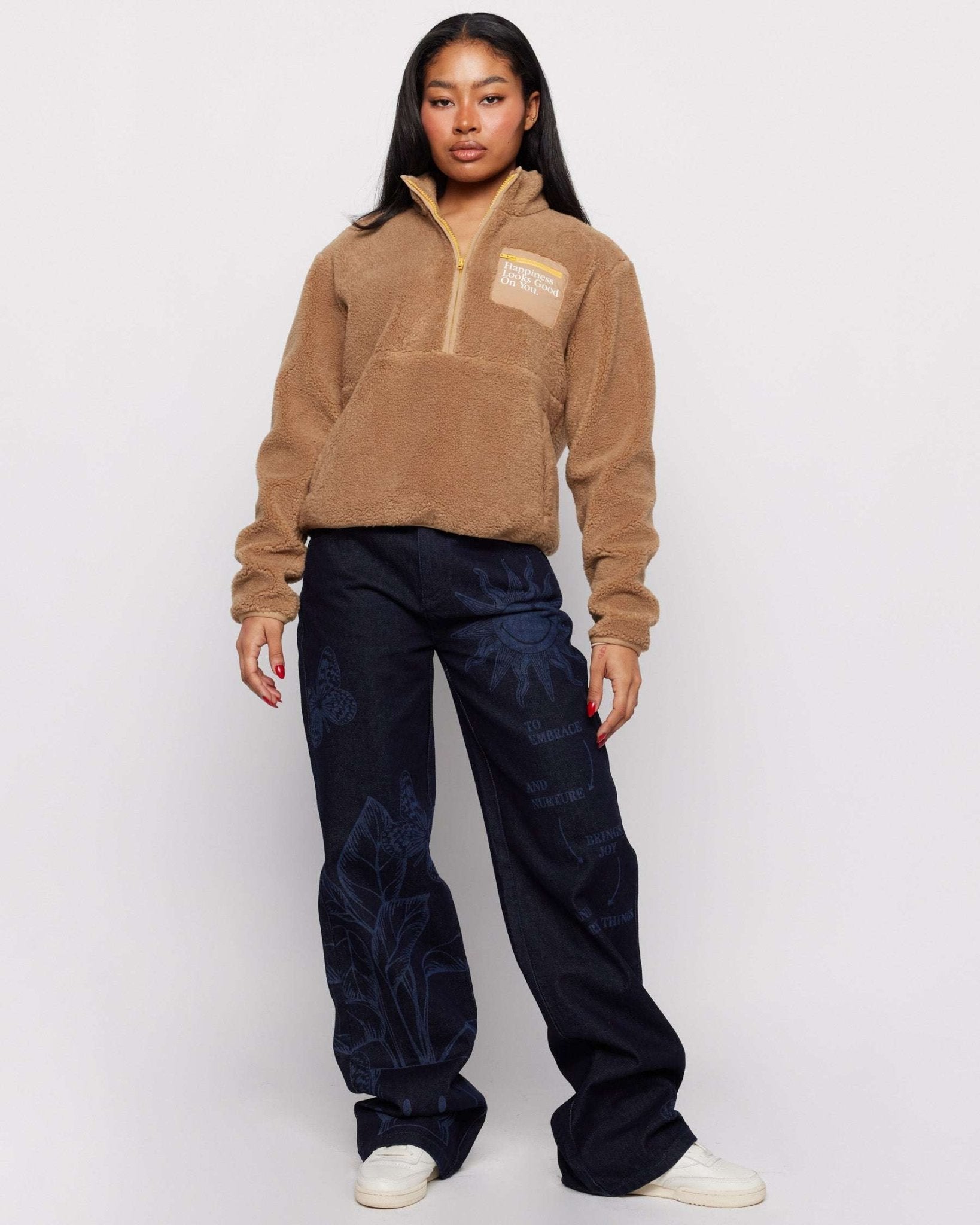 Samii Ryan Smiley® Sunshine Sherpa Jacket as seen on Sarah Jayne Dunn by Samii Ryan – Jacket – S | Spoiled Brat UK