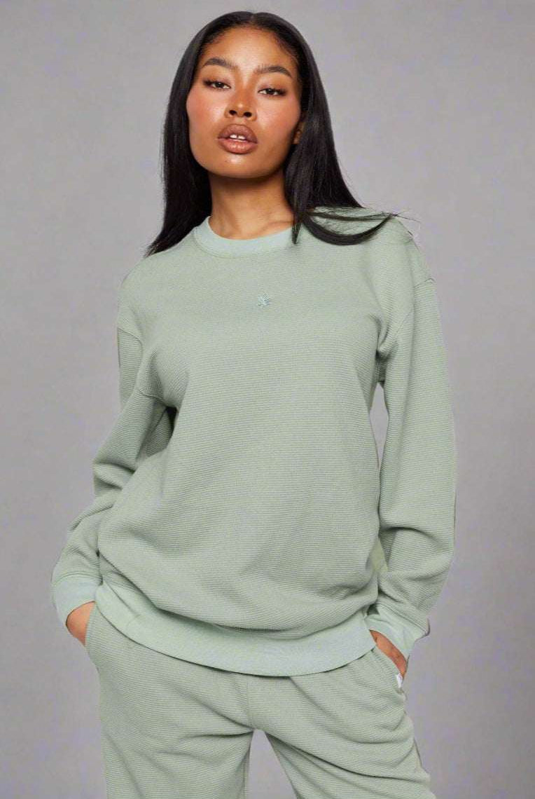 Shop Samii Ryan Samii Ryan Smiley® Thermal Crewneck Sweatshirt for women – premium loungewear and festival fashion at Spoiled Brat