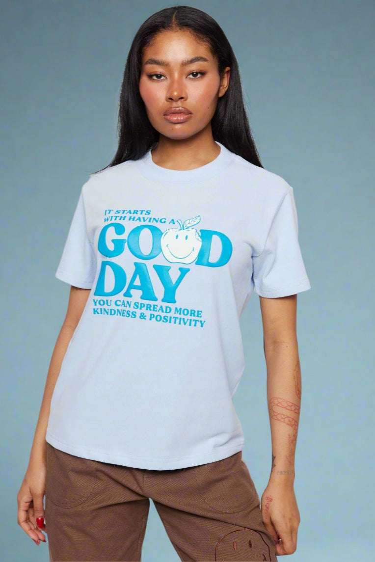 Shop Samii Ryan Samii Ryan x Smiley® Good Day Boxy Tee T-Shirt for women – premium loungewear and festival fashion at Spoiled Brat