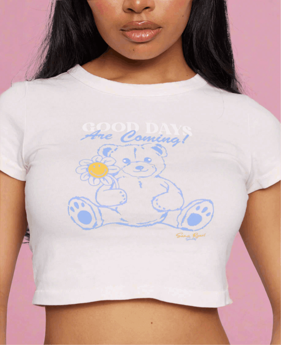 Shop Samii Ryan Samii Ryan x Smileyworld® Good Days Baby Tee T-Shirt for women – premium loungewear and festival fashion at Spoiled Brat