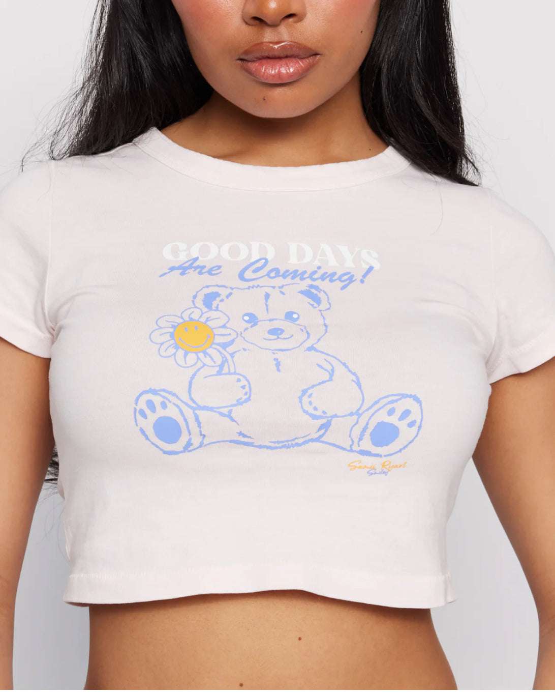 Shop Samii Ryan Samii Ryan x Smileyworld® Good Days Baby Tee T-Shirt for women – premium loungewear and festival fashion at Spoiled Brat