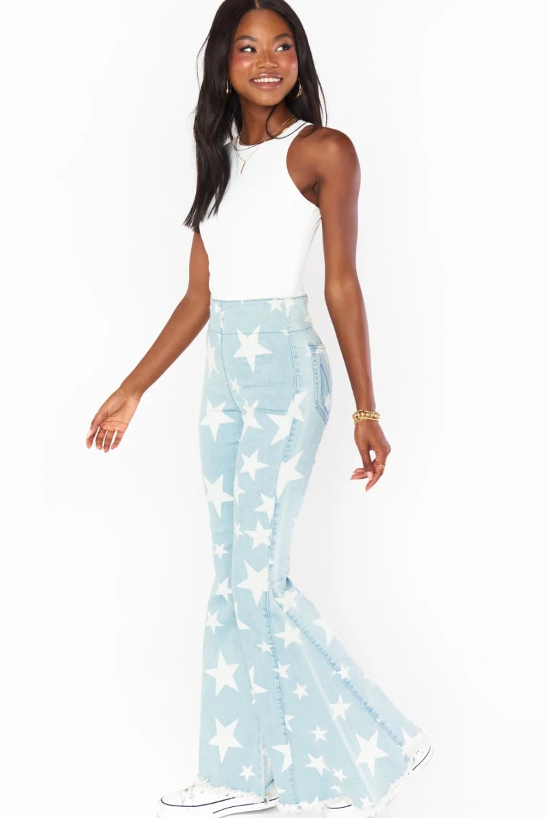 Shop Show Me Your Mumu Show Me Your Mumu Berkeley Star Bells Flared Jeans Jeans for women – premium loungewear and festival fashion at Spoiled Brat