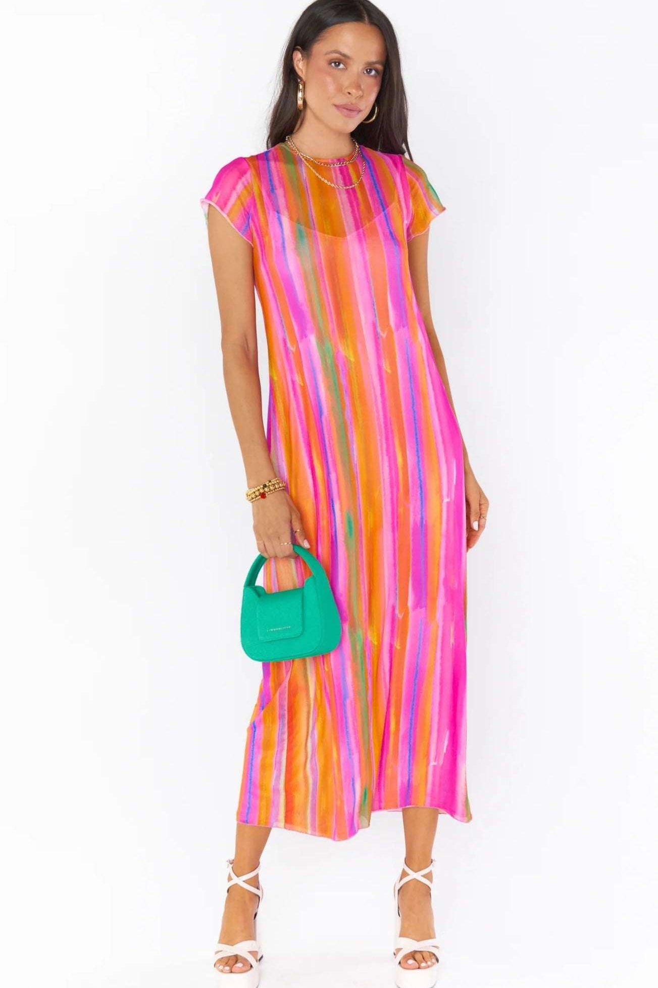 Show Me Your Mumu Molly Rainbow Midi Dress Midi Dress by Show Me Your Mumu as seen on celebrities