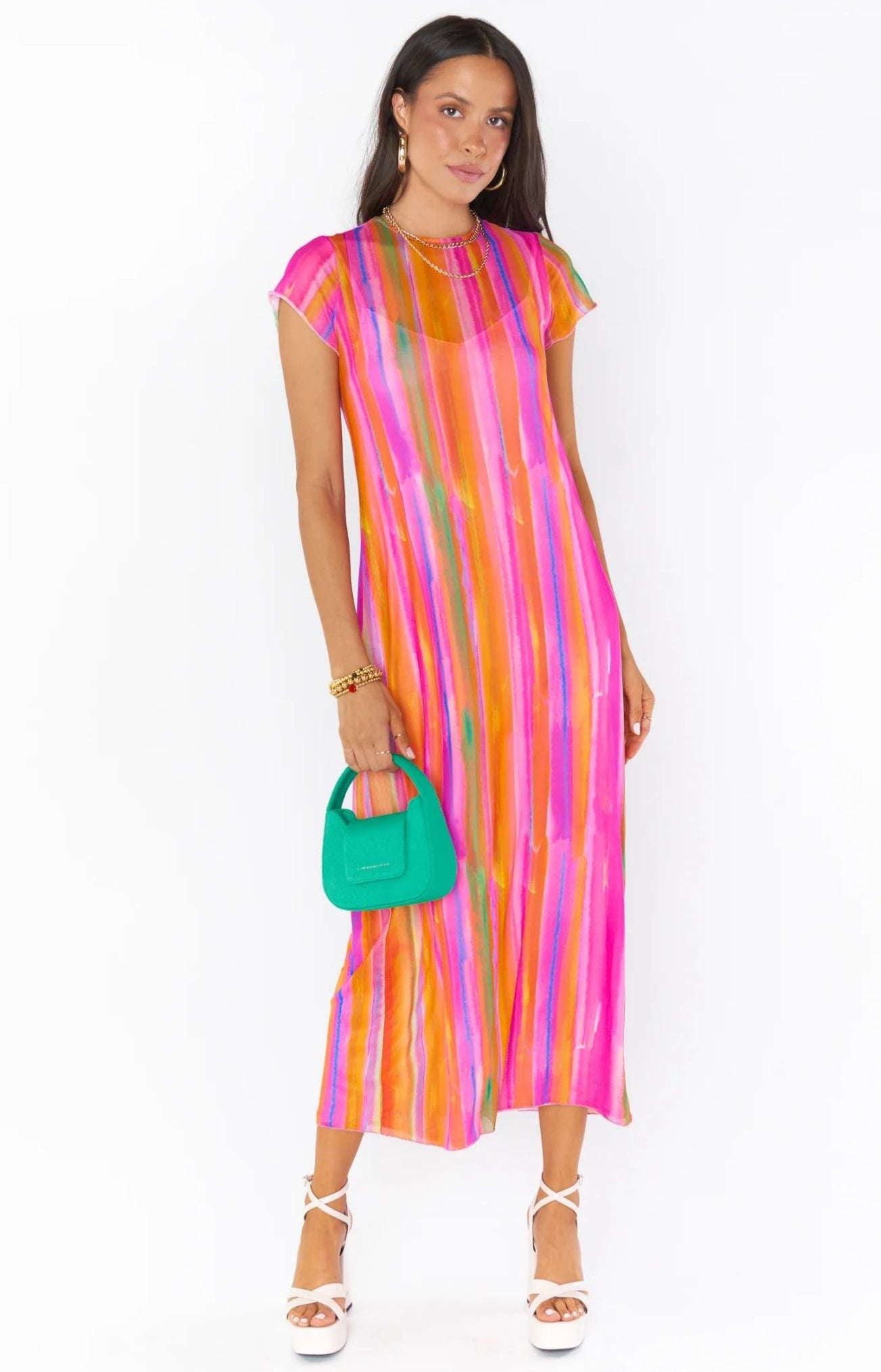 Show Me Your Mumu Molly Rainbow Midi Dress Midi Dress by Show Me Your Mumu as seen on celebrities