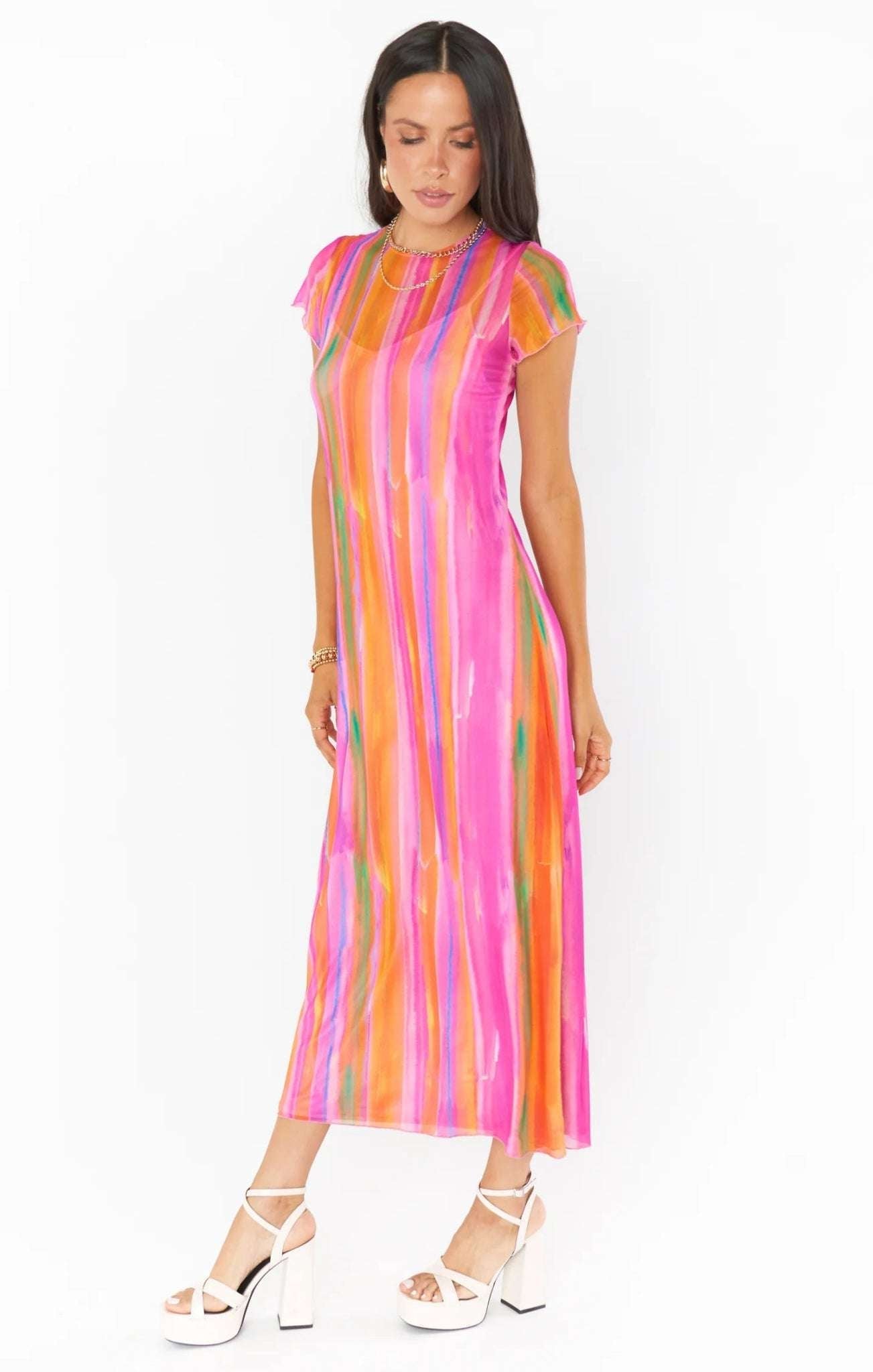 Shop Show Me Your Mumu Show Me Your Mumu Molly Rainbow Midi Dress Midi Dress for women – premium loungewear and festival fashion at Spoiled Brat