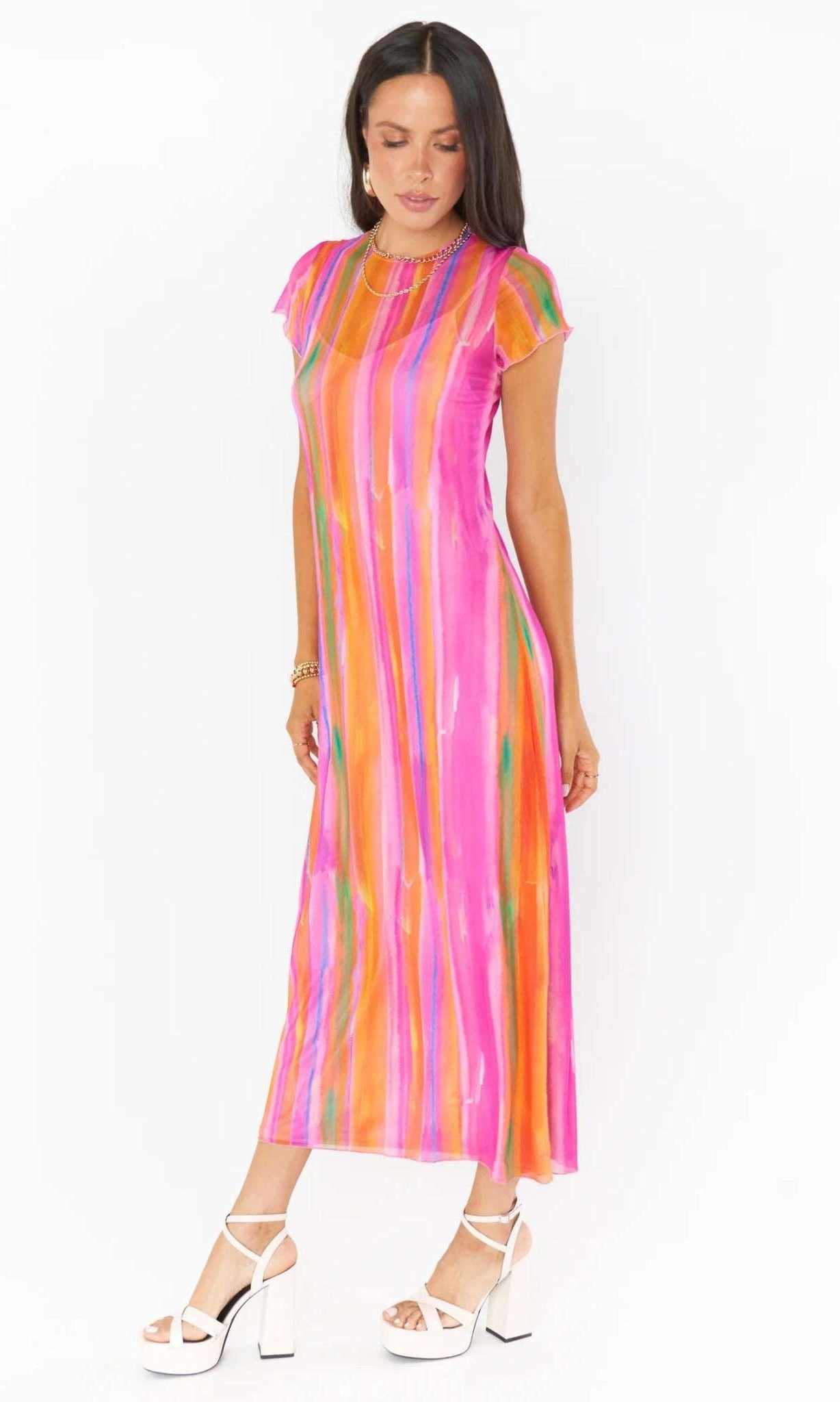 Shop Show Me Your Mumu Show Me Your Mumu Molly Rainbow Midi Dress Midi Dress for women – premium loungewear and festival fashion at Spoiled Brat