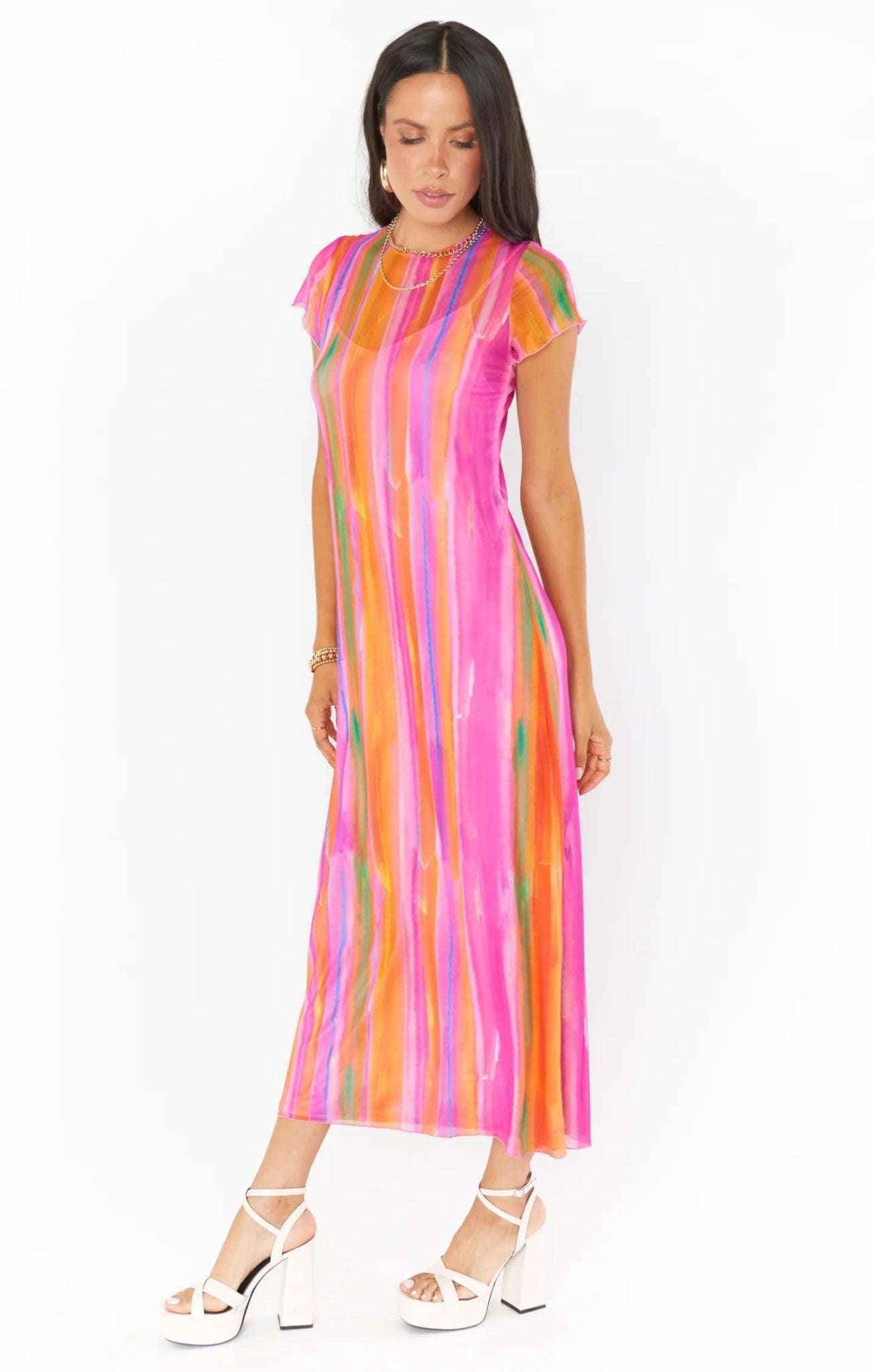 Shop Show Me Your Mumu Show Me Your Mumu Molly Rainbow Midi Dress Midi Dress for women – premium loungewear and festival fashion at Spoiled Brat