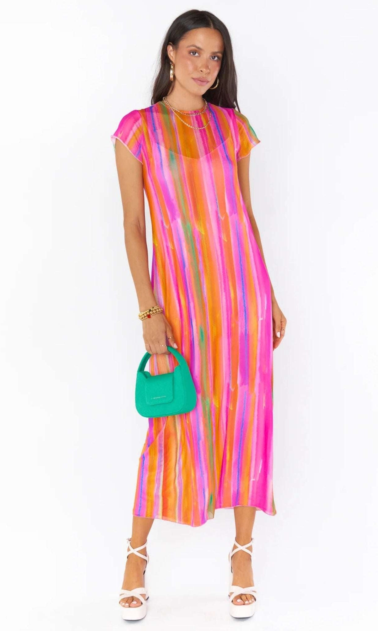 Shop Show Me Your Mumu Show Me Your Mumu Molly Rainbow Midi Dress Midi Dress for women – premium loungewear and festival fashion at Spoiled Brat
