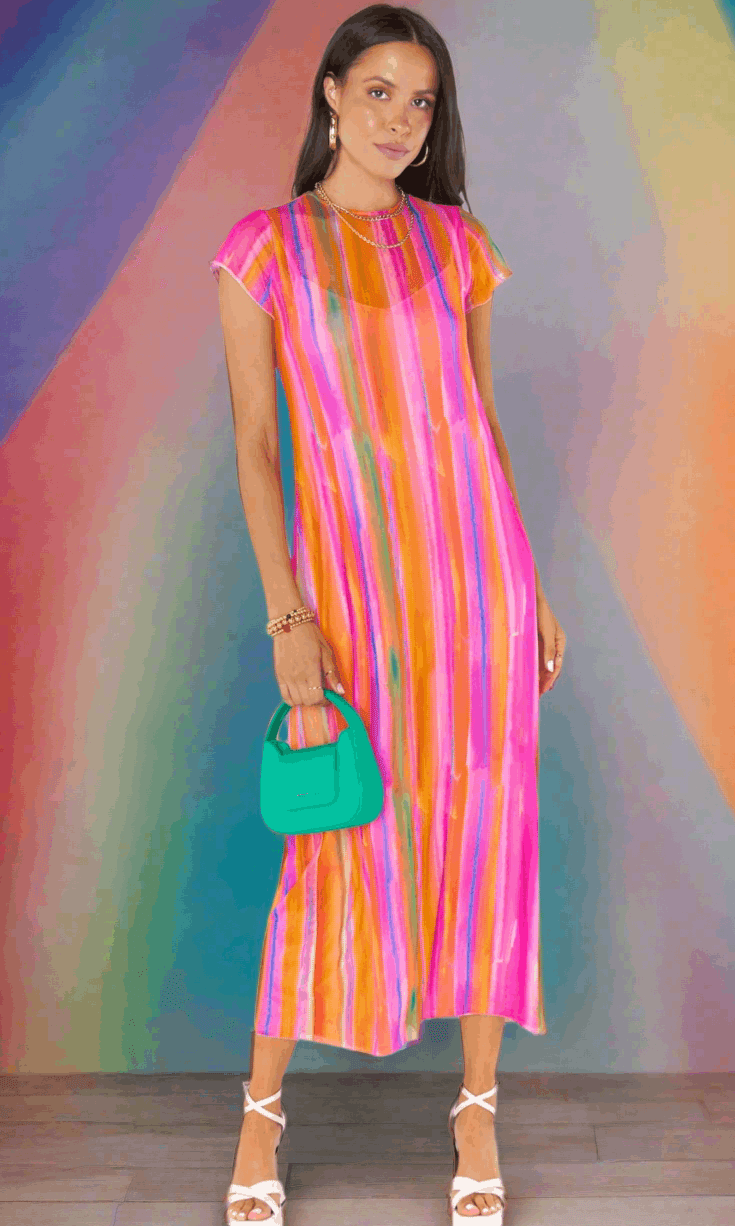 Shop Show Me Your Mumu Show Me Your Mumu Molly Rainbow Midi Dress Midi Dress for women – premium loungewear and festival fashion at Spoiled Brat