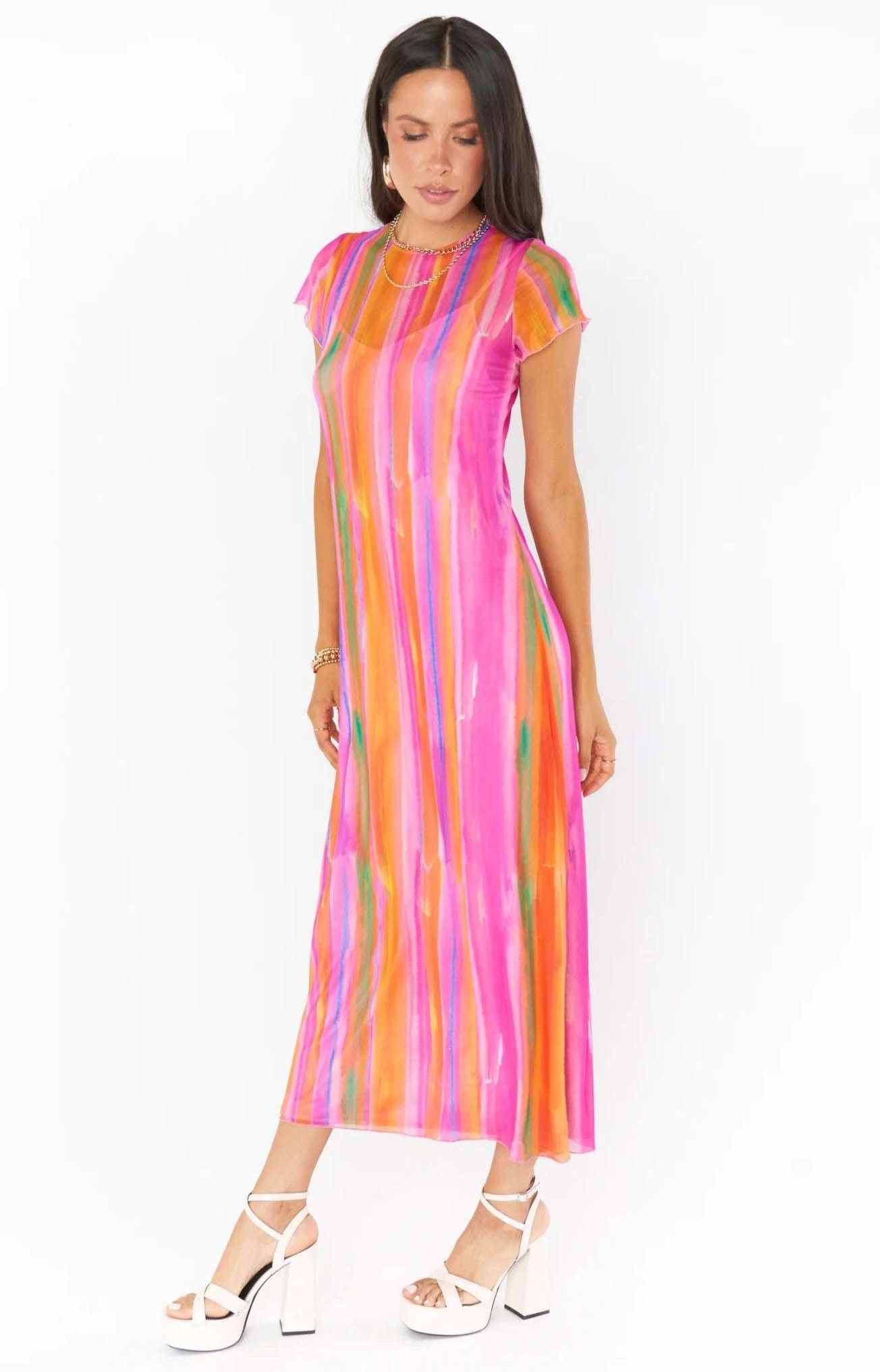 Show Me Your Mumu Molly Rainbow Midi Dress Midi Dress by Show Me Your Mumu as seen on celebrities