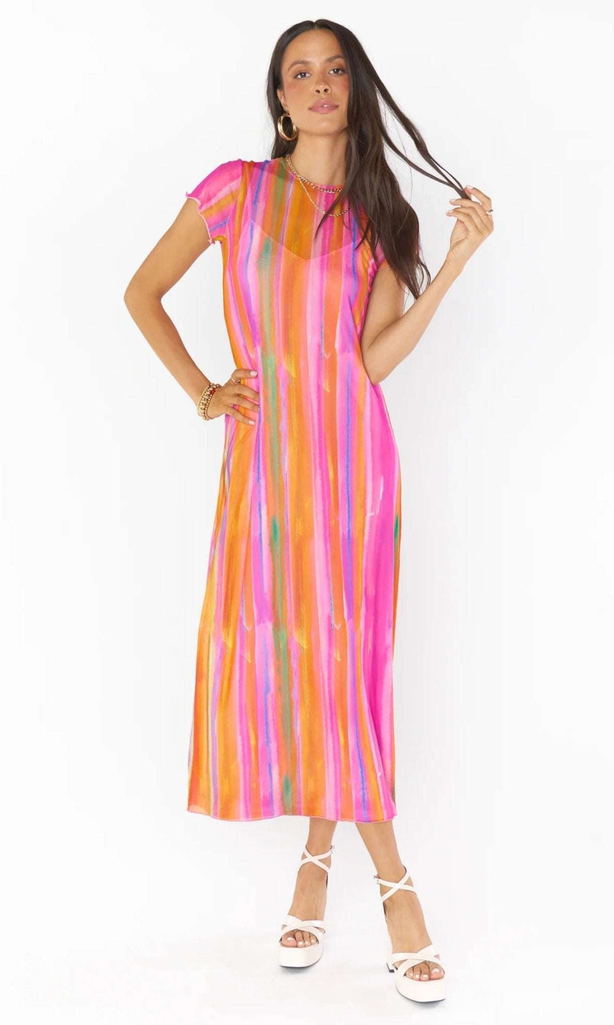 Shop Show Me Your Mumu Show Me Your Mumu Molly Rainbow Midi Dress Midi Dress for women – premium loungewear and festival fashion at Spoiled Brat