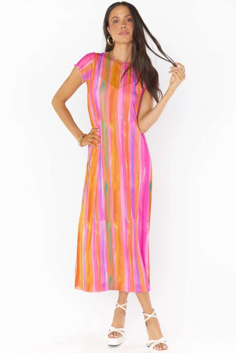 Shop Show Me Your Mumu Show Me Your Mumu Molly Rainbow Midi Dress Midi Dress for women – premium loungewear and festival fashion at Spoiled Brat