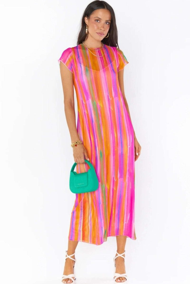 Shop Show Me Your Mumu Show Me Your Mumu Molly Rainbow Midi Dress Midi Dress for women – premium loungewear and festival fashion at Spoiled Brat