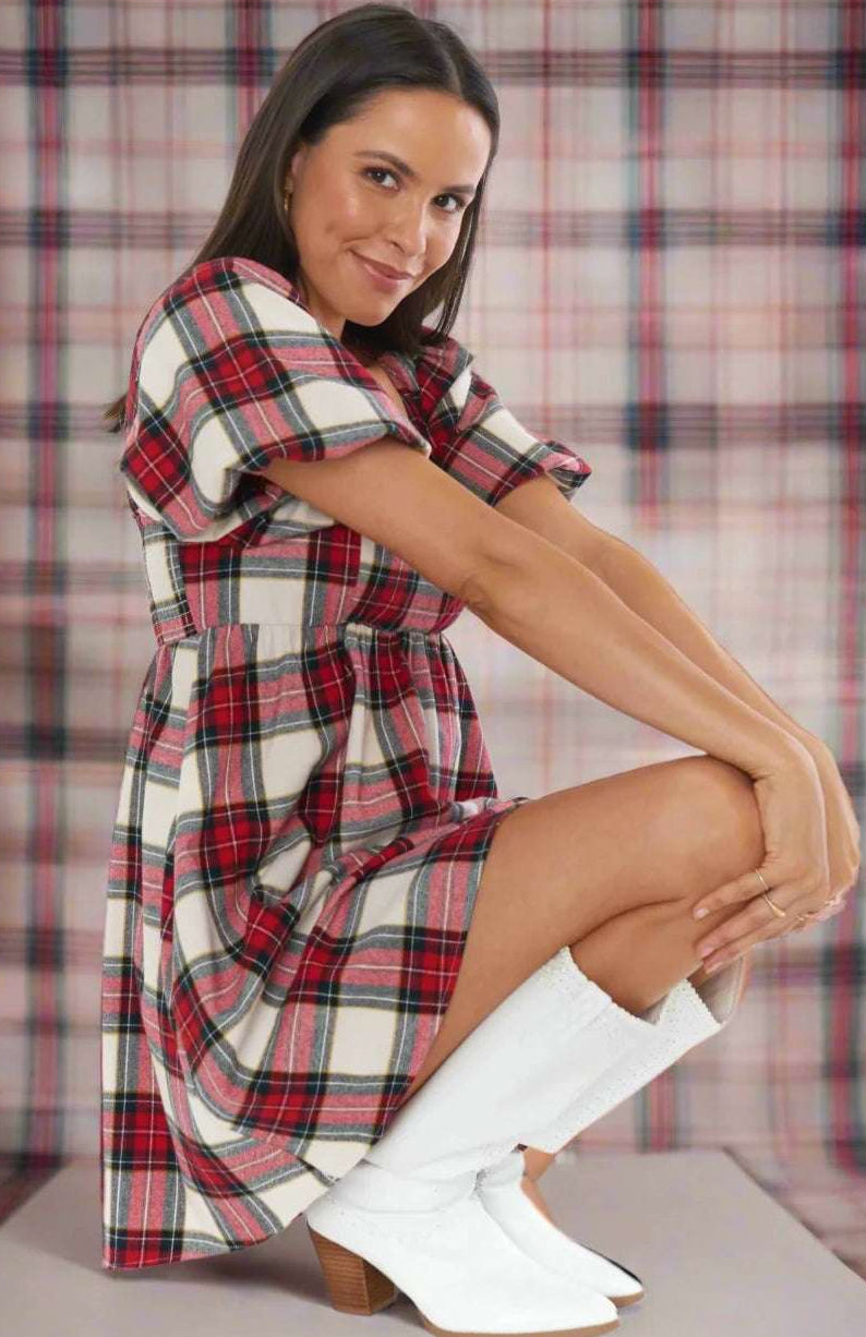 Show Me Your Mumu Smitten Tartan Babydoll Dress Party Dress by Show Me Your Mumu as seen on celebrities