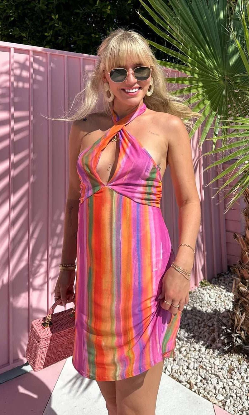 Shop Show Me Your Mumu Show Me Your Mumu Zappa Rainbow Mini Dress Mini Dress for women – premium loungewear and festival fashion at Spoiled Brat