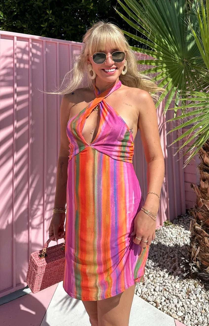 Show Me Your Mumu Zappa Rainbow Mini Dress Mini Dress by Show Me Your Mumu as seen on celebrities