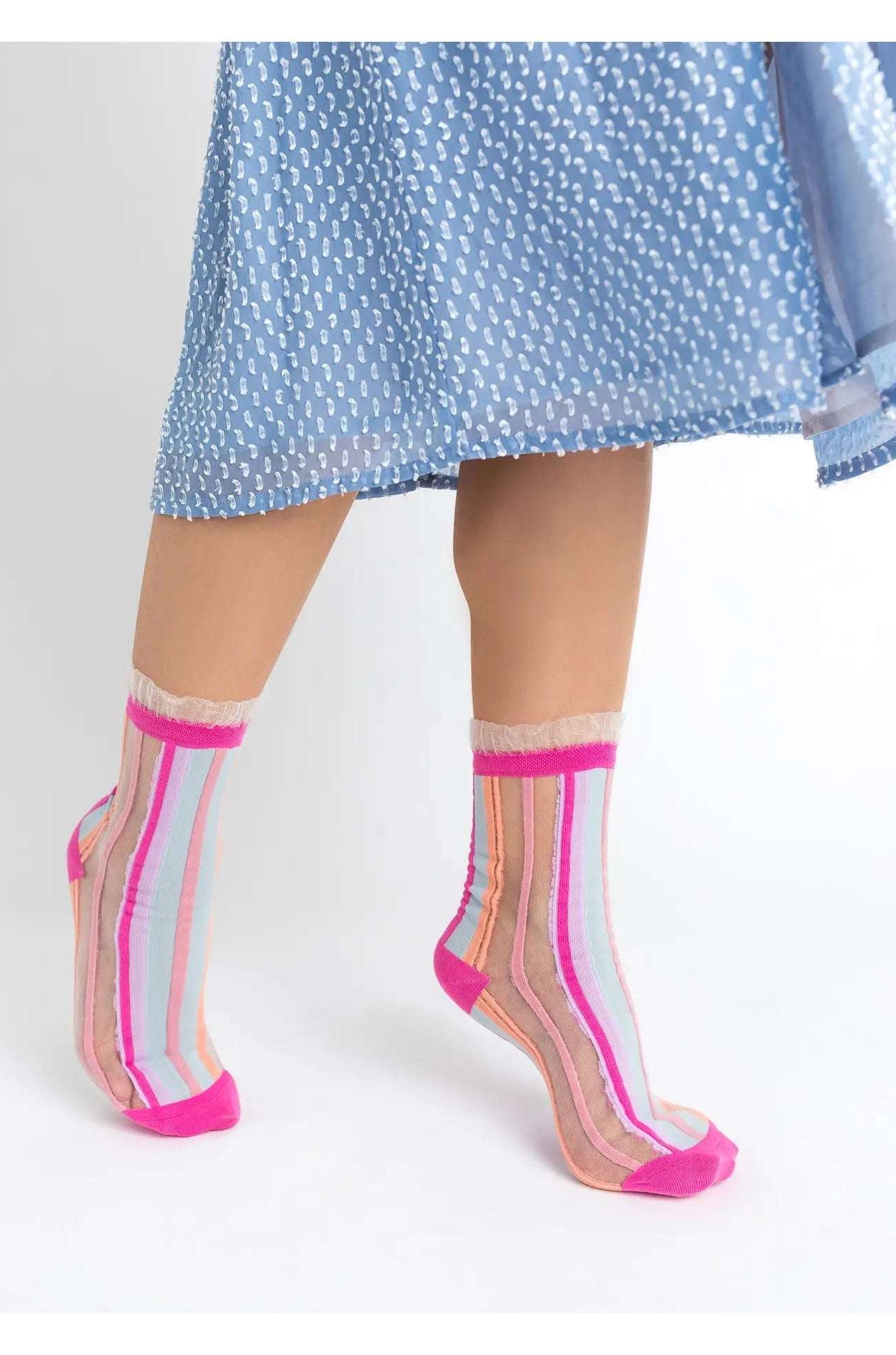 Shop Sock Candy Sock Candy Candy Stripe Ruffle Crew Sock Socks for women – premium loungewear and festival fashion at Spoiled Brat