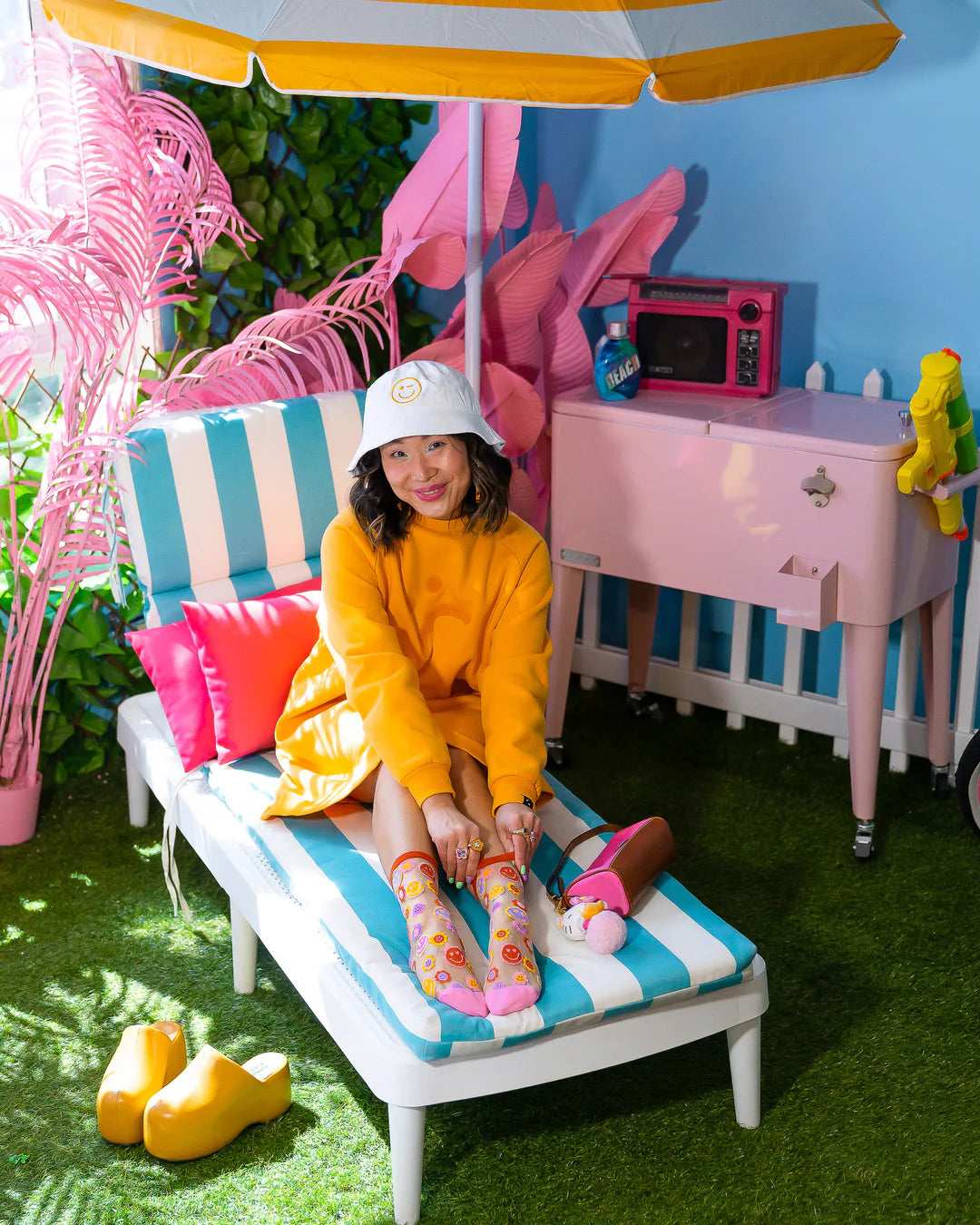 Shop Sock Candy Sock Candy Smiley Face Daisy Sheer Crew Socks Socks for women – premium loungewear and festival fashion at Spoiled Brat