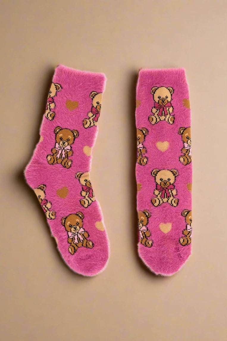 Sock Candy Teddy Bear Fuzzy Crew Sock by Sock Candy – Socks – One Size | Spoiled Brat UK
