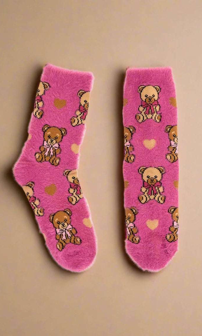 Shop Sock Candy Sock Candy Teddy Bear Fuzzy Crew Sock Socks for women – premium loungewear and festival fashion at Spoiled Brat