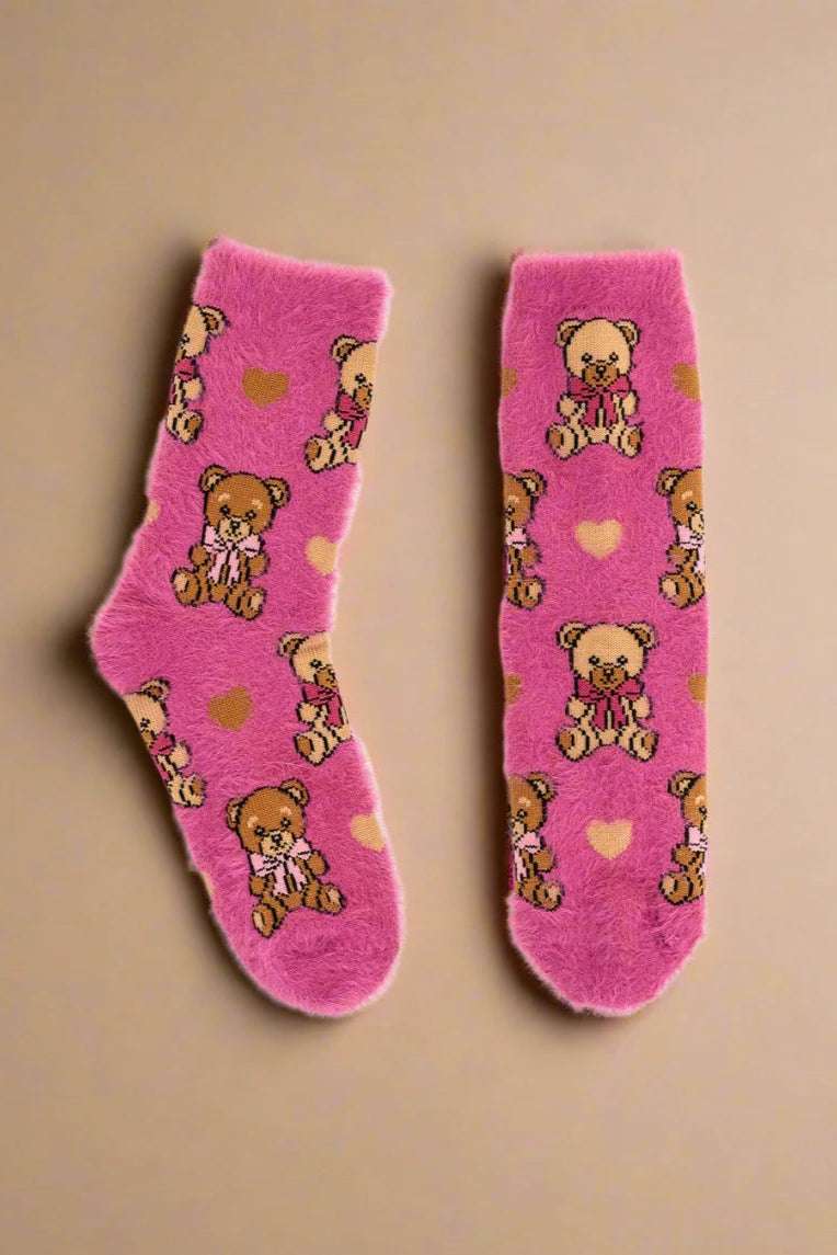 Shop Sock Candy Sock Candy Teddy Bear Fuzzy Crew Sock Socks for women – premium loungewear and festival fashion at Spoiled Brat