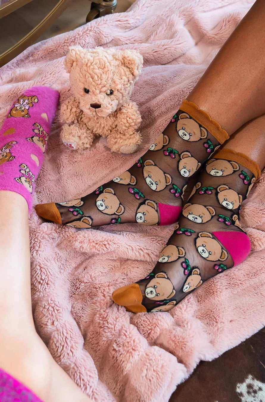 Shop Sock Candy Sock Candy Teddy Bear Fuzzy Crew Sock Socks for women – premium loungewear and festival fashion at Spoiled Brat
