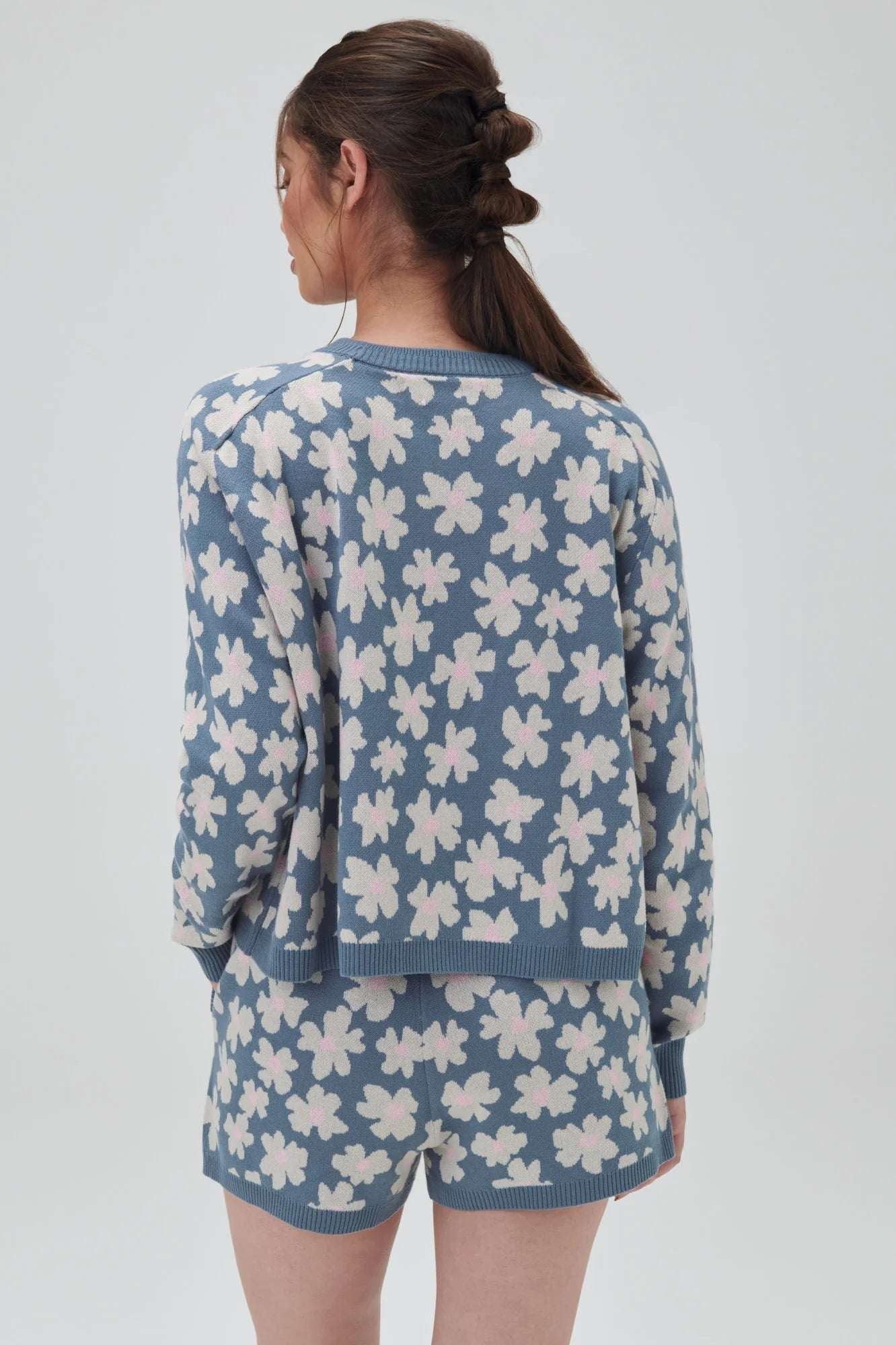 Shop Spiritual Gangster Spiritual Gangster Floral Jacquard Boxy Raglan Pullover Sweater for women – premium loungewear and festival fashion at Spoiled Brat