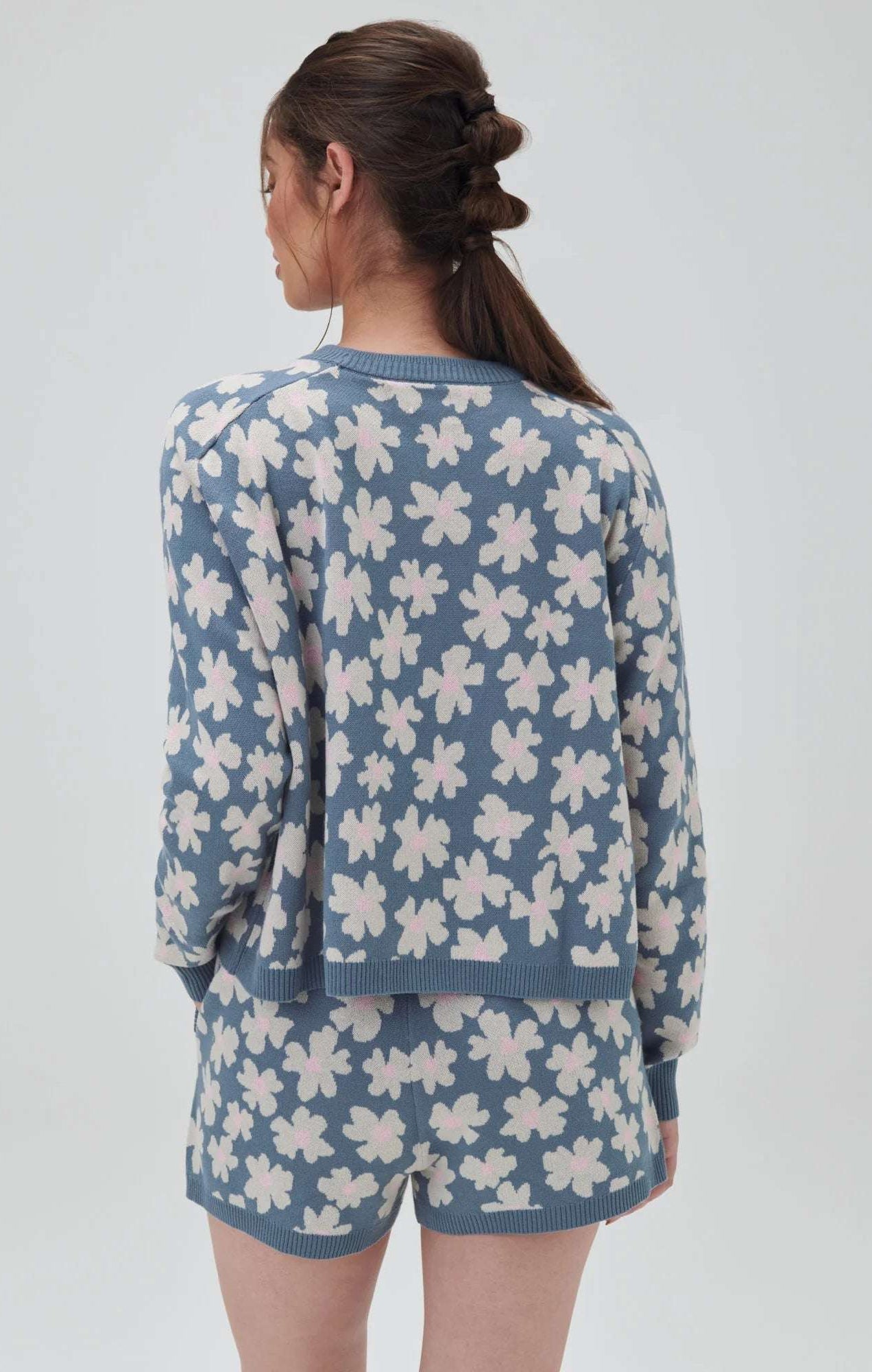 Shop Spiritual Gangster Spiritual Gangster Floral Jacquard Boxy Raglan Pullover Sweater for women – premium loungewear and festival fashion at Spoiled Brat