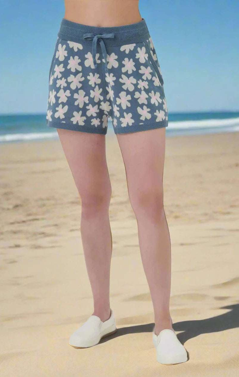 Shop Spiritual Gangster Spiritual Gangster Floral Jacquard Relaxed Sweater Shorts Shorts for women – premium loungewear and festival fashion at Spoiled Brat