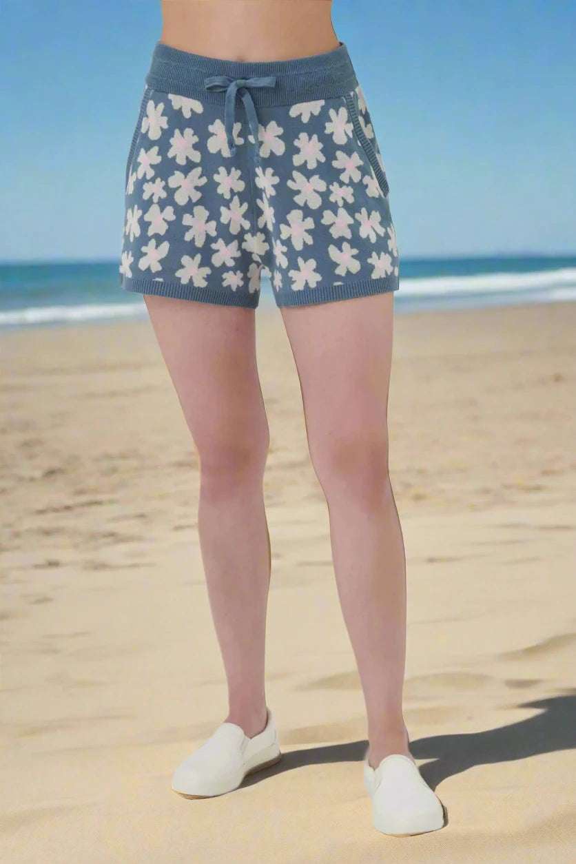Shop Spiritual Gangster Spiritual Gangster Floral Jacquard Relaxed Sweater Shorts Shorts for women – premium loungewear and festival fashion at Spoiled Brat