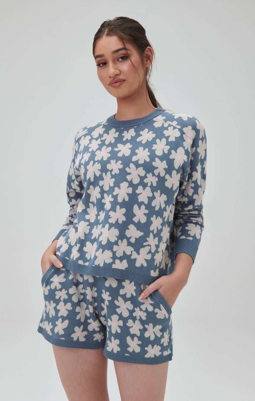 Shop Spiritual Gangster Spiritual Gangster Floral Jacquard Relaxed Sweater Shorts Shorts for women – premium loungewear and festival fashion at Spoiled Brat