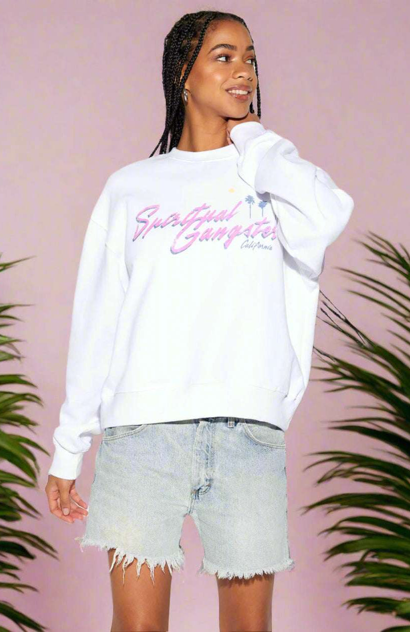 Shop Spiritual Gangster Spiritual Gangster SG Palm LA Brea Crew Sweatshirt for women – premium loungewear and festival fashion at Spoiled Brat