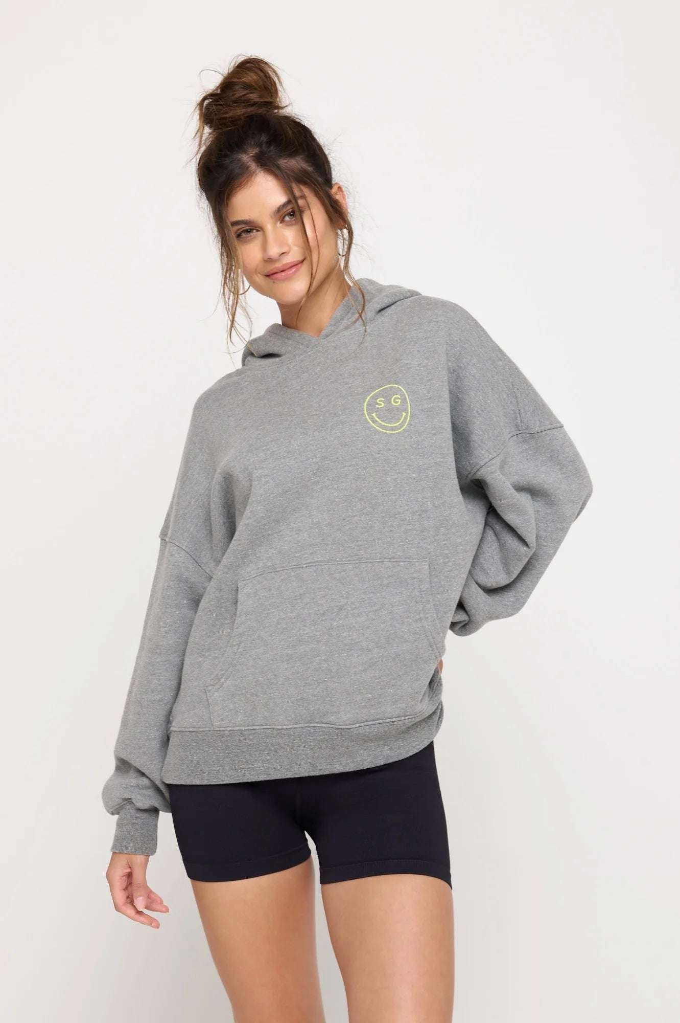 Shop Spiritual Gangster Spiritual Gangster SG Smiley Easy Hoodie Hooded Sweatshirt for women – premium loungewear and festival fashion at Spoiled Brat