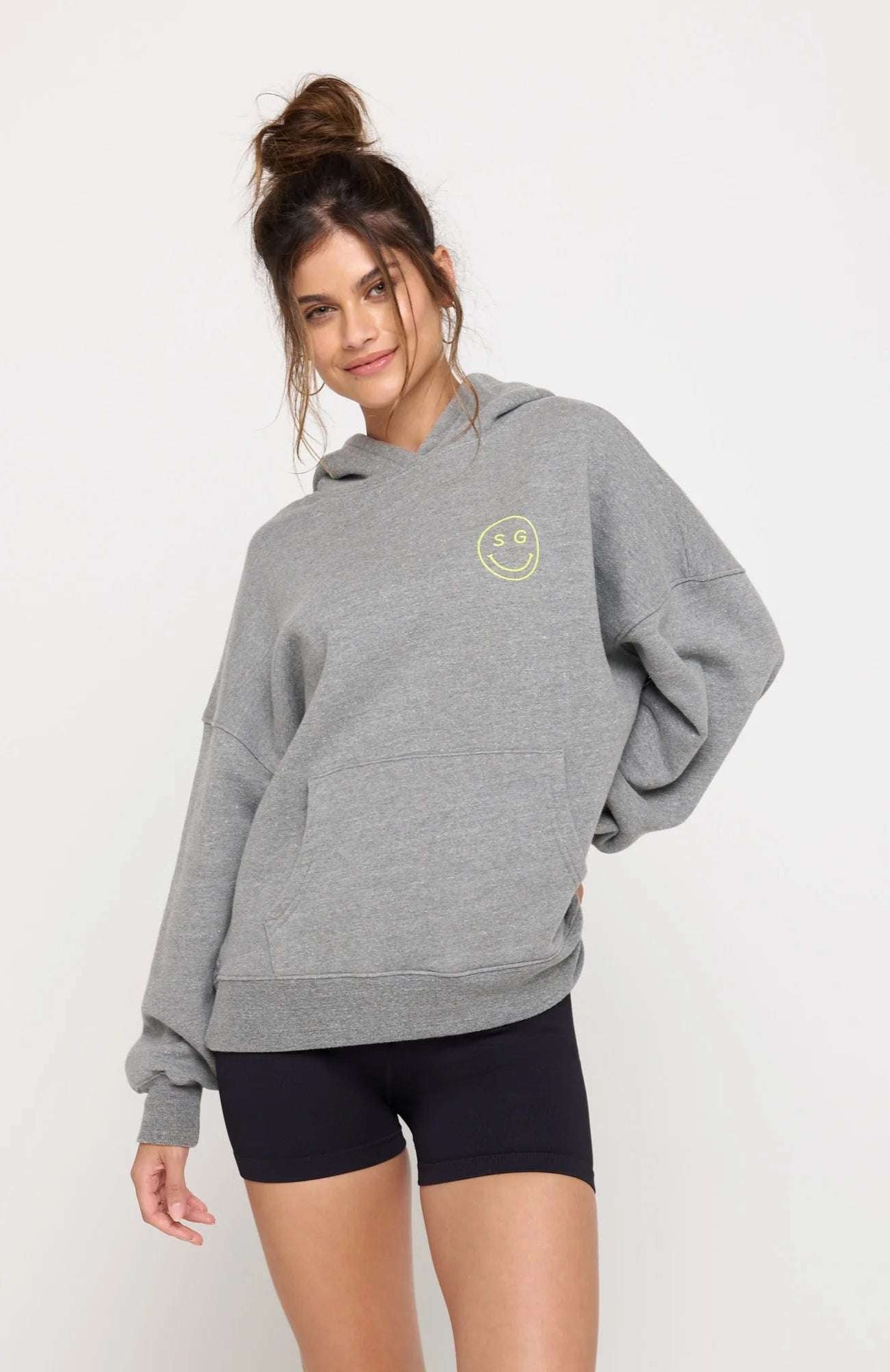 Shop Spiritual Gangster Spiritual Gangster SG Smiley Easy Hoodie Hooded Sweatshirt for women – premium loungewear and festival fashion at Spoiled Brat