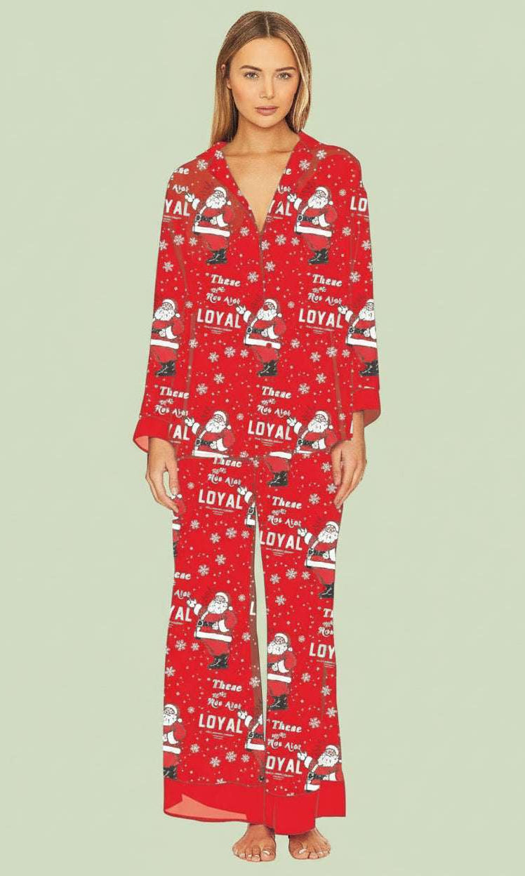 Shop The Laundry Room The Laundry Room Ain't Loyal Christmas Silky PJ Set Pyjamas for women – premium loungewear and festival fashion at Spoiled Brat