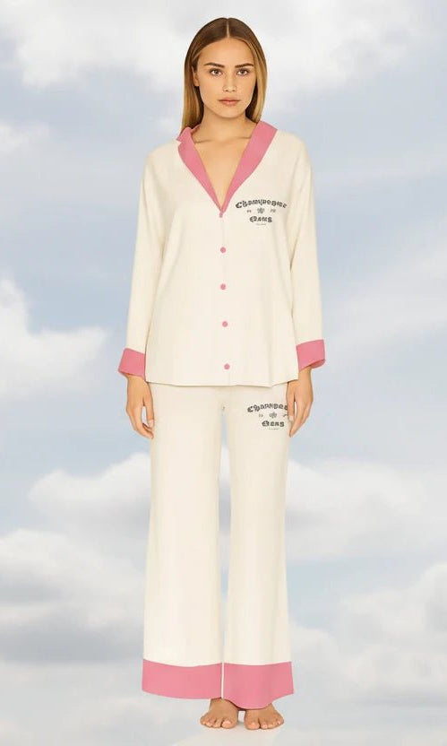 The Laundry Room Champagne Gang - Silky PJ Set by The Laundry Room – Pyjamas – S | Spoiled Brat UK