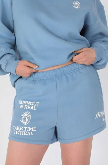 Shop The Mayfair Group Mayfair Burnout Is Real Sweatshorts Shorts for women – premium loungewear and festival fashion at Spoiled Brat