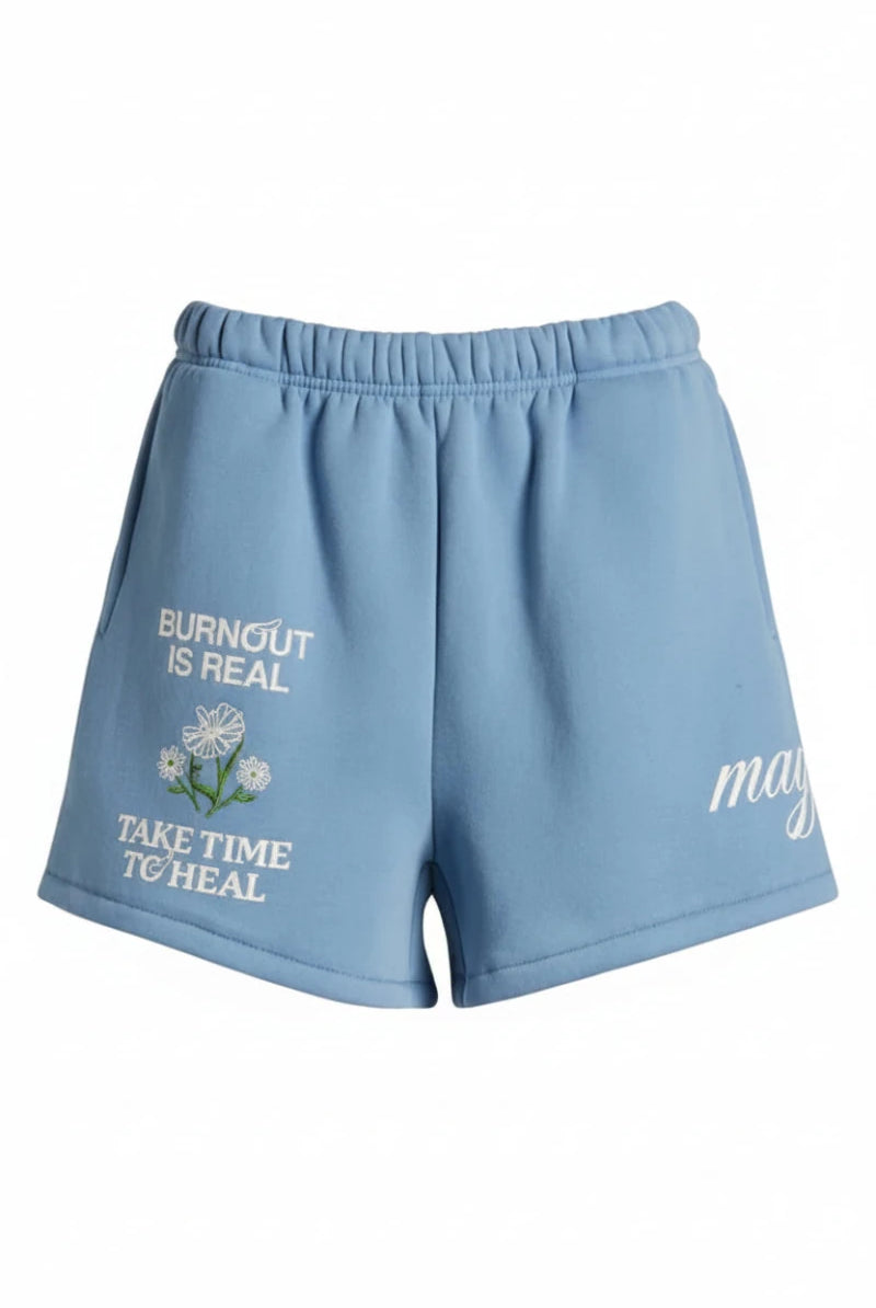 Shop The Mayfair Group Mayfair Burnout Is Real Sweatshorts Shorts for women – premium loungewear and festival fashion at Spoiled Brat
