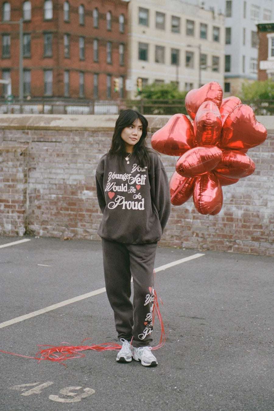 Shop The Mayfair Group The Mayfair Group Your Younger Self Charcoal Sweatpants Sweatpants for women – premium loungewear and festival fashion at Spoiled Brat