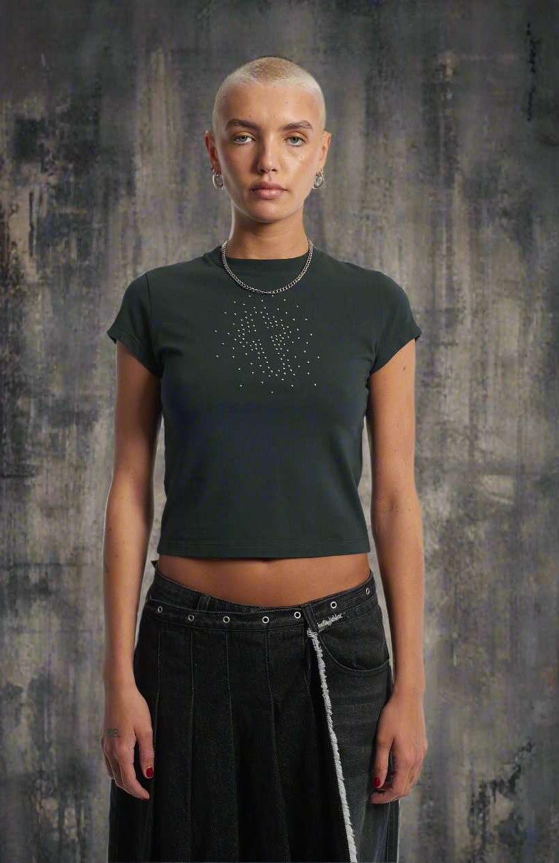 Shop The Ragged Priest The Ragged Priest Cross My Heart Baby Tee Top for women – premium loungewear and festival fashion at Spoiled Brat